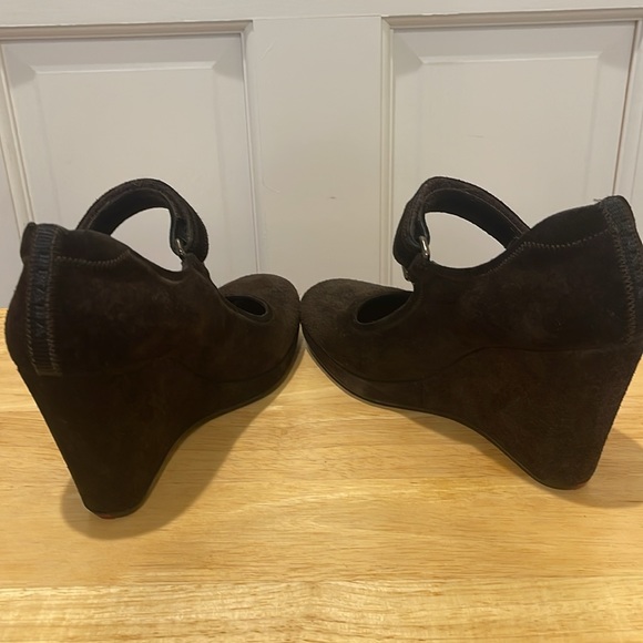 Prada brown suede wedge Mary Janes size 38. Original box. - Picture 9 of 12